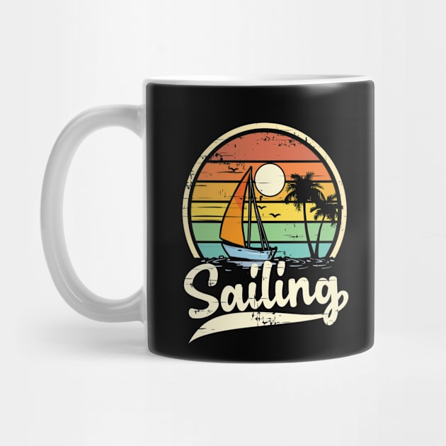 Retro Vintage Distressed Sailboat Sailing by UNXart